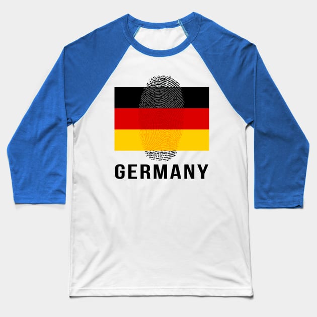 Germany Flag DNA Baseball T-Shirt by Rocky Ro Designs